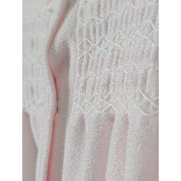 VTG Christian Dior Soft Fleece Robe Nightgown Sz 12 Pink Button Front Smocked - Picture 7 of 14